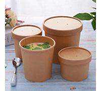 Hot Bargains Soup Containers 250 Pack 26Oz 750Ml Brown Kraft With Lids
