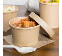 Hot Bargains Soup Containers 250 Pack 8Oz 230Ml Brown Kraft With Lids