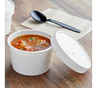 Hot Bargains Soup Containers 250 Pack 8Oz White Kraft With Lids