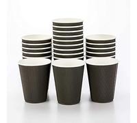 HOT BARGAINS Triple Wall Black Paper Coffee Cups, 12oz/360ml Disposable Ripple Cups, Pack of 500