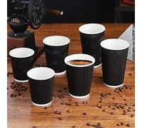 HOT BARGAINS Triple Wall Paper Coffee Cups, 8oz/230ml Black Disposable Cups, Pack of 200