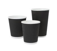 HOT BARGAINS Triple Wall Paper Coffee Cups, 8oz/230ml Black Disposable Cups, Pack of 500