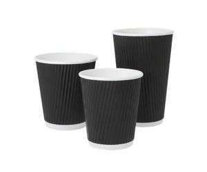 HOT BARGAINS Triple Wall Paper Coffee Cups, 8oz/230ml Black Disposable Cups, Pack of 500