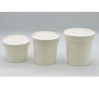 HOT BARGAINS White Kraft Disposable Soup Containers with Lids, Paper Bowls for Hot and Cold Foods, Temperature Range -20° to 120°, Pack of 25, 8oz