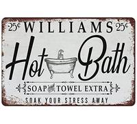 Hot Bath Metal Tin Sign Funny Novelty Metal Sign Retro Wall Decor For Home Gate Garden Bars Restaurants Cafes Office Store Pubs Club Sign Gifts For Women Men 8x5.5 Inch