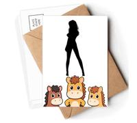 Hot Beautiful Woman Figure Outline Postcards Envelopes Cards Mailing Year Horse
