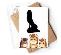 Hot Beautiful Woman Kneel Outline Postcards Envelopes Cards Mailing Year Horse