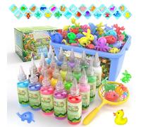 Hot Bee 20 Colours Magic Water Toy Kit, Aqua Fairy Water Elf Gel w/ 12 Double-Sided Moulds, 10 Glitter Gels, Kids Toys, DIY Aqua Fairy, Creative Crafts Art Kit Gifts for Girls Ages 5-8 (Farm 20color)