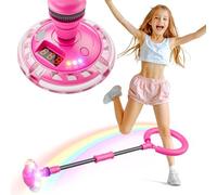 Hot Bee Ankle Skip Ball for Kids with Counter, Timer, Cal Calculator, Girl Birthday Gifts for Age 5 6 7 8 9 10+, Rechargeable Foldable Sports Toy Skip it Toy for Kids Easter Present Pink