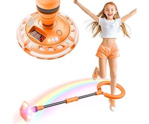 Hot Bee Ankle Skip Ball for Kids with Counter, Timer, Cal Calculator, Girl Birthday Gifts for Age 5 6 7 8 9 10+, Rechargeable Foldable Sports Toy Skip it Toy for Kids Xmas Present Orange