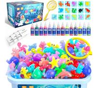 Hot Bee Magic Water Kit with 14 Colors & 8 Double-Sided Molds - Aqua Gelz Arts and Crafts for Kids Age 4-10, DIY 3D Elf Gel Kids Squishy Maker, Water Magic Toy Craft Set, Cool Gifts for Girls