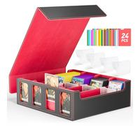 Hot Bee MTG Trading Card Storage Box, Deck Box Holds 2400+ Cards for TCG, MTG, Yugioh, Magic the Gathering Commander Cards, Playing Card Case PU Leather Magnetic Closure, Red