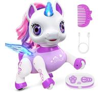 Hot Bee Remote Control Unicorn Robot Toy for Girls - LED Dancing, Rechargeable STEM Learning Toys, for Kids Ages 3 4 5 6 Years old, Preschool Children's Presents for Girl, Purple