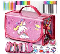 Hot Bee Unicorn Gifts for Girls Age 4-7, 48Pcs Kids Art Set & Colouring Sets, Pencil Case Includes Scented Glitter Pens, Arts and Crafts Toys for 4 5 6 7 Year Old, Birthday Presents