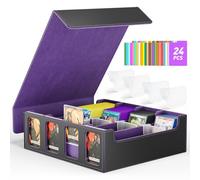 Hot Bee Yugioh Deck Box, Quartuple Trading Card Storage Box Holds 2400+ Cards for Yugioh, TCG, Magic the Gathering, Commander Cards, Playing Card Case PU Leather Magnetic Closure, Purple