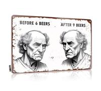 Hot Beer Tin Sign Before 6 Beers After 9 Beers Tin Sign Funny Garage Signs For Men Cave Door Sign(20X30CM)