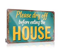 Hot Beer Tin Sign Please Dry Off Before Entering The House Tin Sign Funny Garage Signs For Men Cave Door Sign(20X30CM)