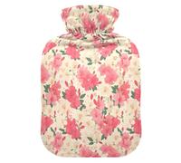 Hot Blush White Florals Hot-Water Bottle with Soft Cover, 2L Hot Compresses for The Body for Period Cramps