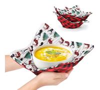 Hot Bowl Cosy for Soup Buffalo Plaid Microwave Lumberjack Bowl Cozy Huggers 3 Pcs Red Black Check Wildlife Animal Hand Protectors