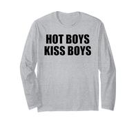 Hot Boys Kiss Boys Bold LGBTQ Pride Flirty Queer Vibe Humor Long Sleeve T-Shirt