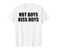 Hot Boys Kiss Boys Bold LGBTQ Pride Flirty Queer Vibe Humor T-Shirt