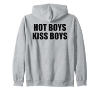 Hot Boys Kiss Boys Bold LGBTQ Pride Flirty Queer Vibe Humor Zip Hoodie