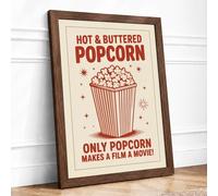 Hot & Buttered Popcorn Vintage Framed Wall Art Print A1 Walnut