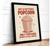 Hot & Buttered Popcorn Vintage Framed Wall Art Print A2 Black
