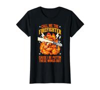 Hot Call Me The Firefighter Cause I Be Puttin These Wings Value Graphic T-Shirt, Women, Black, XS