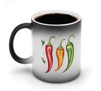 Hot Chili Peppers Funny Ceramic Mug with Handle Heat Sensitive Coffee Mugs Magic Discoloration Cup
