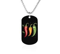 Hot Chili Peppers Memorial Necklace with Long Chain Decorative Jewelry Rectangle Pendant for Men Women