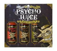 Hot Chilli Sauces Gift Box Set of 3 x 148ml - Ghost Pepper, Chipotle, Mustard Psycho Juice Brown 3 Pack