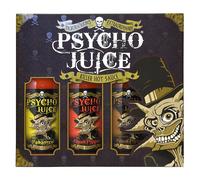 Hot Chilli Sauces Gift Box Set of 3 x 148ml - Habanero, Ghost Pepper, Chipotle Psycho Juice Brown 3 Pack