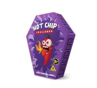 HOT-CHIP Challenge - Extremely Hot Corn Chip, 2,200,000 SHU Spicy Food Challenge with Glove, Temporary Tattoo, Sticker & Certificate, Coffin-Shaped Gift Box, Purple Edition