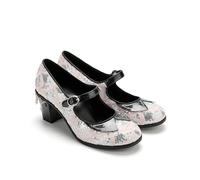 Hot Chocolate Design Women’s Mid Heel Dress Shoes - Buckle Strap Pumps with Cushioned Comfort Footbed, Flexible Rubber Sole, Artistic Novelty Vegan Heels, Satine, 5.5 UK