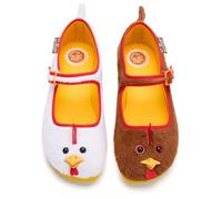 Hot Chocolate Design - Women's Mary Jane Flat Dress Shoes with Adjustable Buckle-Strap, Chicken Hen, 4.5 UK