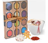 Hot Chocolate Gift Set | 12 Days of Christmas Cocoa Flavours Luxury Drinking Chocolate Sachets Mini Gift Boxes Gingerbread Men Biscuits Marshmallows House Christmas Gifts for Couples Women Men Kids