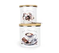 Hot Chocolate Gift Set - Indulgent Chocolate Lovers Gift/Present Enamel Storage Canisters Jars