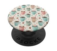 Hot Chocolate Mug Pattern With Whipped Cream PopSockets Adhesive PopGrip
