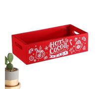 Hot Chocolate Organizer Bin - Wooden Cocoa Storage Box, Farmhouse Holiday Decor | Desktop Large Organization Box, Festive Kitchen Display, Christmas Beverage Holder, Rustic Storage for Cocoa Supplies