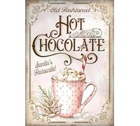 Hot Chocolate Sign Christmas Hot Cocoa Print Poster Blush Hot Chocolate Stand Metal Tin Sign Wall Art for Home Cafe Bar Coffee Decor Metal Plaque Decor 8x12 Inch