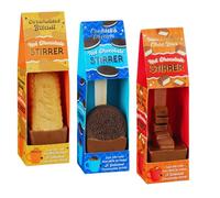 Hot Chocolate Spoons Gift Box - Festive Selection of 3 Delicious Flavors With Assorted Biscuits - Christmas Stocking Fillers for Kids