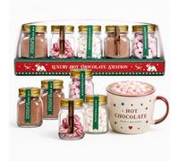 Hot Chocolate Station Gift Set - Chocolate Drink Mix, Mini Marshmallows & Candy Canes in Reusable Glass Jars | Festive Hot Cocoa Making Kit | Christmas Gift Hamper for Family & Friends