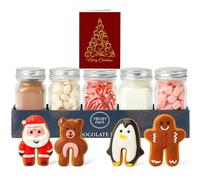 Hot Chocolate Station Gifts Set with Gingerbread Mug Huggers & Christmas Card - Hot Chocolate Mix, Cream Powder, Marshmallows & Candy Canes - Christmas Gifts