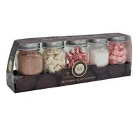 Hot Chocolate Station Kit - Christmas Hot Chocolate Gift Set In 5 Reusable Jars Containing Drinking Chocolate Mix Pink And White Hot Chocolate Marshmallows Candy Canes - Options Hot Chocolate Sets