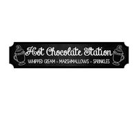 "Hot Chocolate Station Sign - Handmade Chalkboard Style Plaque for Kitchen Decor, Personalised Indoor Outdoor Use, Gift for Hot Cocoa Lovers (Mdf Wood Indoor Use Only, Extra Large 590mm x 130mm)