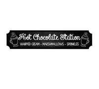 "Hot Chocolate Station Sign - Handmade Chalkboard Style Plaque for Kitchen Decor, Personalised Indoor Outdoor Use, Gift for Hot Cocoa Lovers (Acrylic Indoor & Outdoor Use, Extra Large 590mm x 130mm)