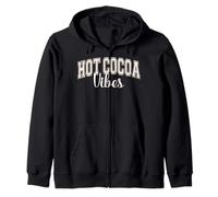 Hot Cocoa Vibes Chocolate Lover Varsity Letters Zip Hoodie