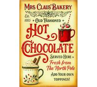 Hot Cocoa warm up here sign - Mrs Claus Bakery, Gingerbread man sign, Christmas signage, fesitive signage, holiday signs - High tack self-adhesive sticker (200mm x 150mm) Viewing Distance within 5m.