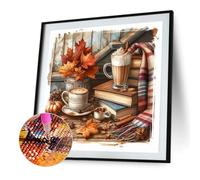 Hot Cocoa with Book 5D DIY Square Full Drill Dimond Paintings Wall Decor35x35cm